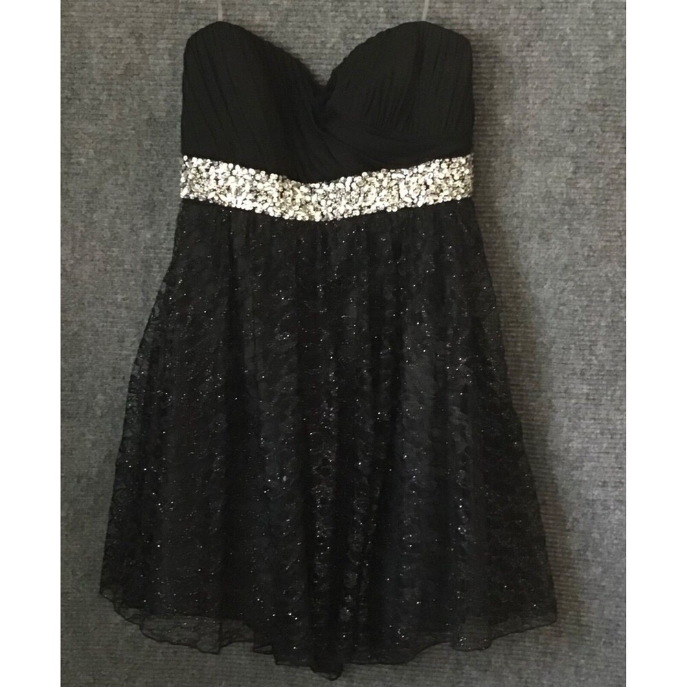 My Michelle Dress  Babydoll Strapless Sparkle Embelished Y2K Black Plus Size 18W